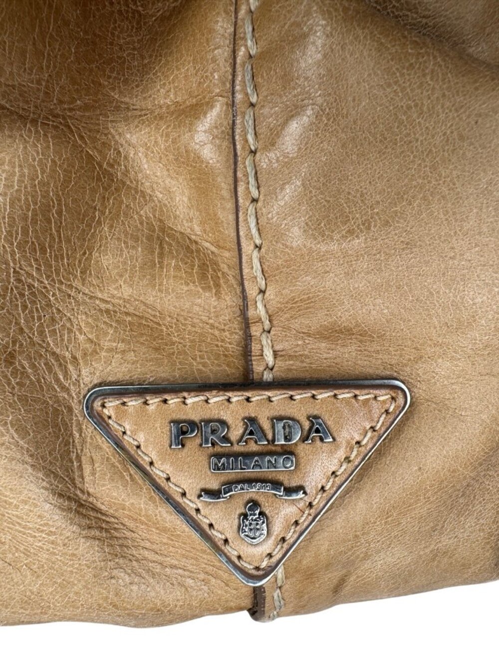 vintage Prada Vitello Shine Turn-Lock bag tan beige calf leather - Picture 10 of 16